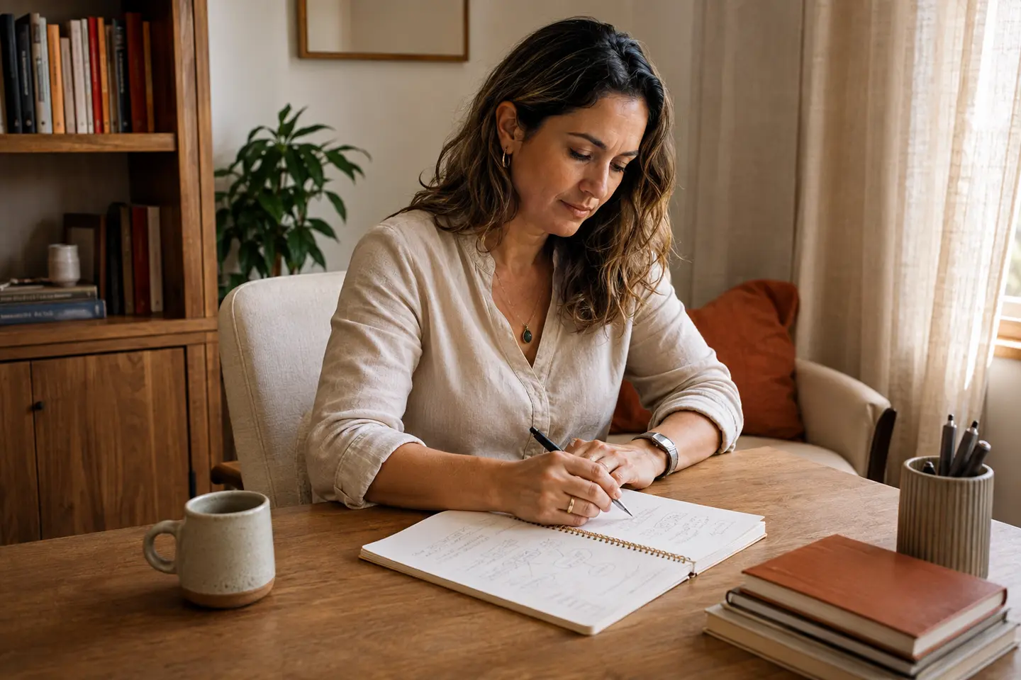 Terapeuta organizando a comunicação e a captação de clientes do seu trabalho